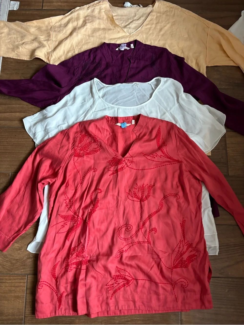 Soft Surroundings 3X Blouse Lot of 4 Linen , Lyocell Embroidered Tunics Tops